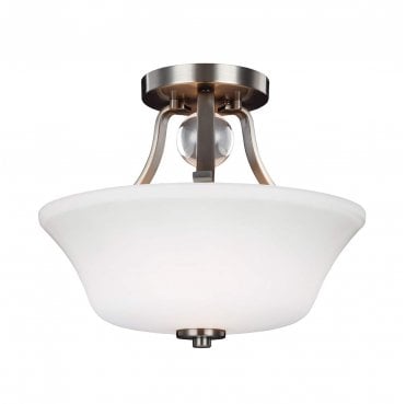 FE-EVINGTON-SF-SN Evington 2 Light Semi Flush Light in a Satin Nickel Finish