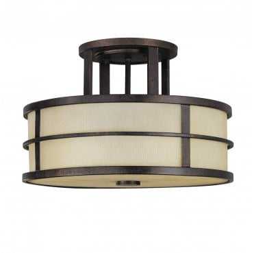 FE-FUSION-SF Fusion 3 Light Semi Flush Light in a Grecian Bronze Finish