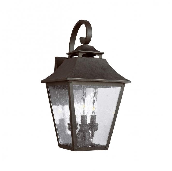 Feiss FE-GALENA2-L-SBL Galena Outdoor IP44 3 Light Large Wall Lantern Light in a Sable Finish