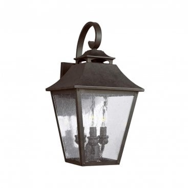 FE-GALENA2-L-SBL Galena Outdoor IP44 3 Light Large Wall Lantern Light in a Sable Finish