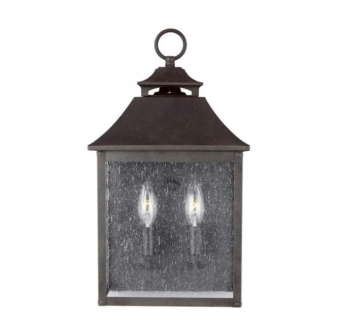 Feiss FE-GALENA7-SBL Galena Outdoor IP44 2 Light Half Lantern in a Sable Finish