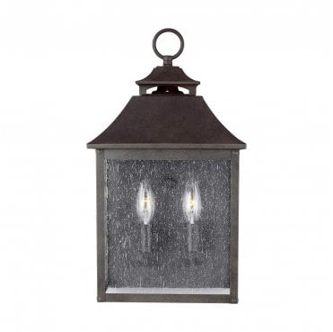 FE-GALENA7-SBL Galena Outdoor IP44 2 Light Half Lantern in a Sable Finish