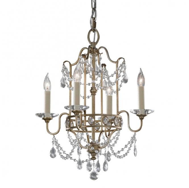 Feiss FE-GIANNA4 Gianna 4 Light Chandelier in a Gilded Silver Finish