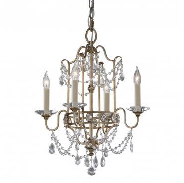 FE-GIANNA4 Gianna 4 Light Chandelier in a Gilded Silver Finish