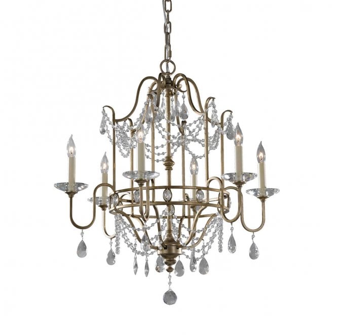 Feiss FE-GIANNA6 Gianna 6 Light Chandelier in a Gilded Silver Finish
