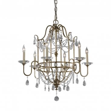 FE-GIANNA6 Gianna 6 Light Chandelier in a Gilded Silver Finish