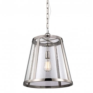 FE-HARROW-P-M Harrow 1 Light Medium Pendant in a Polished Nickel Finish