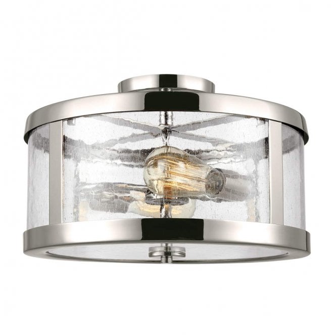 Feiss FE-HARROW-SF Harrow 2 Light Semi Flush Light in a Polished Nickel Finish