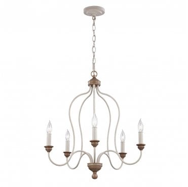 FE-HARTSVILLE5 Hartsville 5 Light Chandelier in a Chalk Washed and Beachwood Finish
