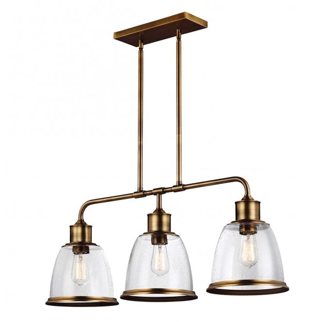 Feiss FE-HOBSON-3P-AB Hobson 3 Light Island Chandelier in an Aged Brass Finish