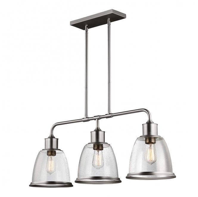 Feiss FE-HOBSON-3P-SN Hobson 3 Light Island Chandelier in a Satin Nickel Finish