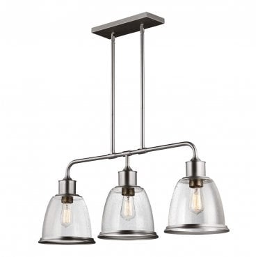 FE-HOBSON-3P-SN Hobson 3 Light Island Chandelier in a Satin Nickel Finish