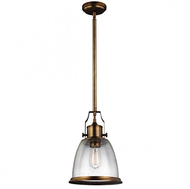 Feiss FE-HOBSON-P-M-AB Hobson 1 Light Medium Pendant in an Aged Brass Finish