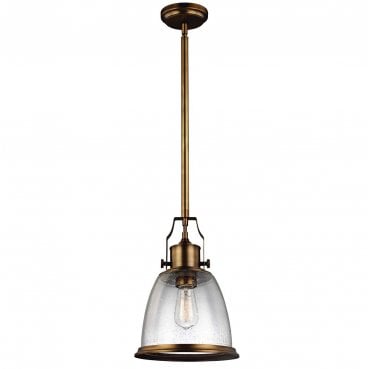 FE-HOBSON-P-M-AB Hobson 1 Light Medium Pendant in an Aged Brass Finish