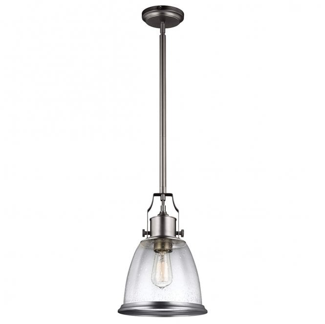Feiss FE-HOBSON-P-M-SN Hobson 1 Light Medium Pendant in a Satin Nickel Finish
