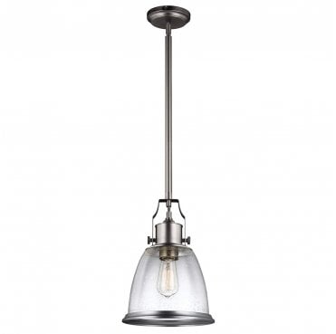 FE-HOBSON-P-M-SN Hobson 1 Light Medium Pendant in a Satin Nickel Finish