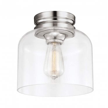 FE-HOUNSLOW-F-PN Hounslow 1 Light Flush Light in a Polished Nickel Finish