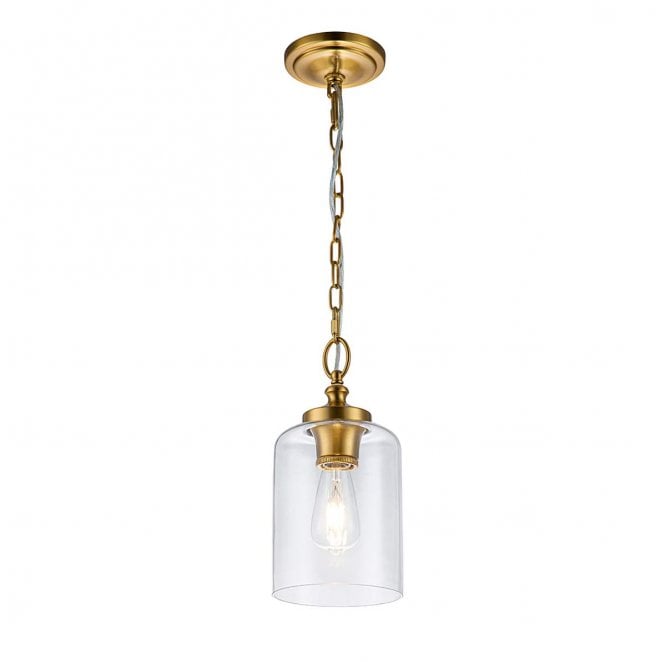 Feiss FE-HOUNSLOW-P-BB Hounslow 1 Light Mini Pendant in a Burnished Brass Finish