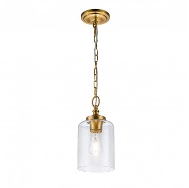 FE-HOUNSLOW-P-BB Hounslow 1 Light Mini Pendant in a Burnished Brass Finish