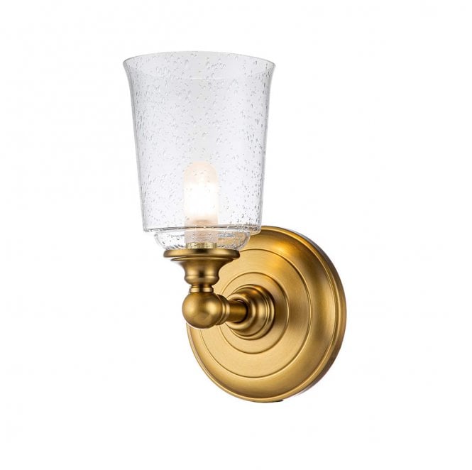 Feiss FE-HUGOLAKE1BATH-BB Huguenot Lake IP44 1 Light Wall Light in a Burnished Brass Finish