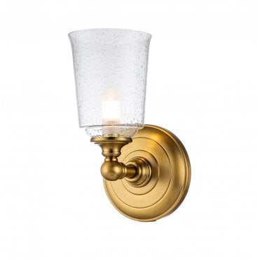 FE-HUGOLAKE1BATH-BB Huguenot Lake IP44 1 Light Wall Light in a Burnished Brass Finish