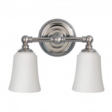 FE-HUGOLAKE2BATH Huguenot Lake IP44 2 Light Wall Light in a Polished Chrome Finish
