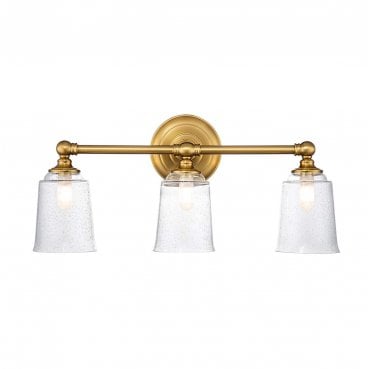 FE-HUGOLAKE3BATH-BB Huguenot Lake IP44 3 Light Wall Light in a Burnished Brass Finish