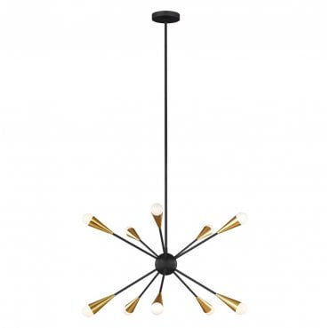 FE-JAX10-MB Jax 10 Light Chandelier in a Midnight Black Finish