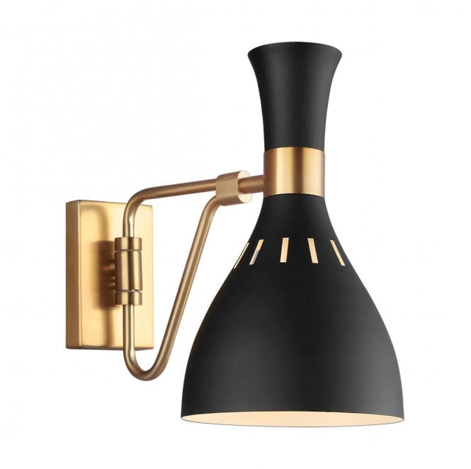Feiss FE-JOAN1-MB Joan 1 Light Wall Light in a Midnight Black and Burnished Brass Finish