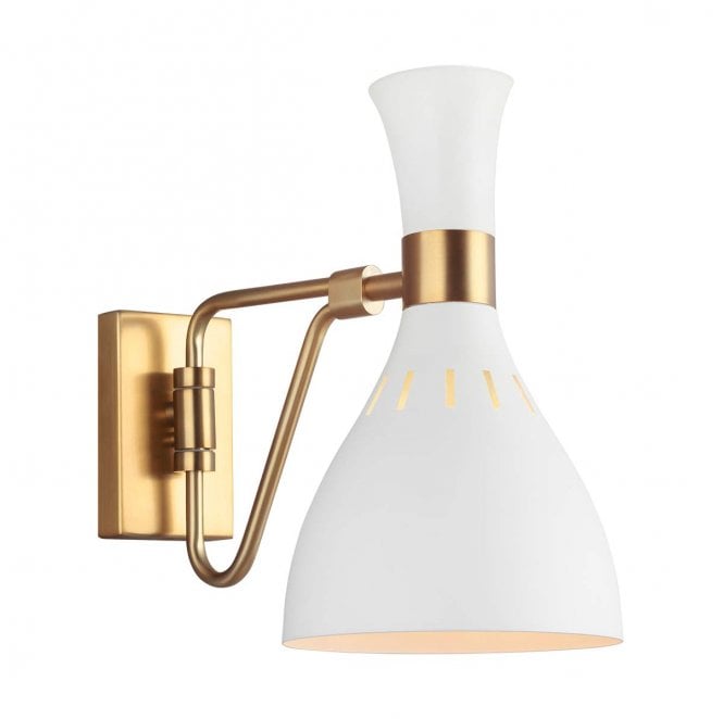 Feiss FE-JOAN1-MW Joan 1 Light Wall Light in a Matt White and Burnished Brass Finish