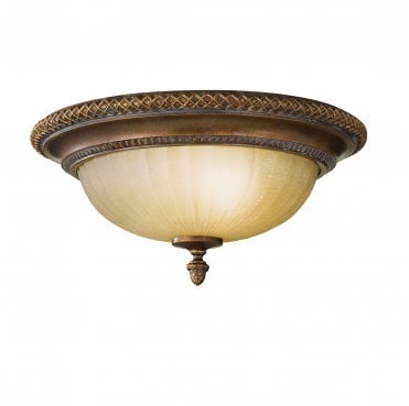 FE-KELHAM-HALL-F Kelham Hall 2 Light Flush Light in a Firenze Gold and British Bronze Finish