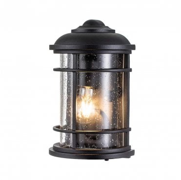 FE-LIGHTHOUSE-7-BLK Lighthouse Outdoor IP44 1 Light Half Lantern in a Textured Black Finish