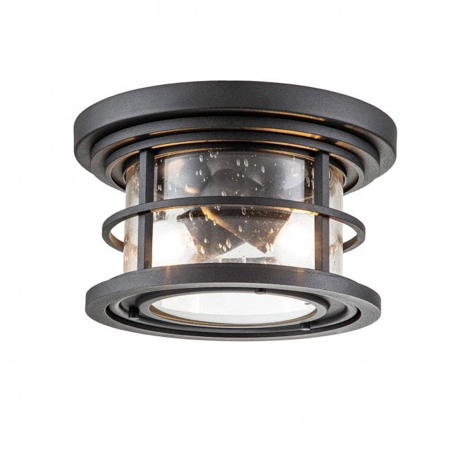 Feiss FE-LIGHTHOUSE-F-BLK Lighthouse Outdoor IP44 2 Light Flush Light in a Textured Black Finish