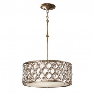 FE-LUCIA-B Lucia 3 Light Pendant Chandelier in a Burnished Silver Finish