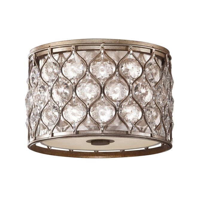 Feiss FE-LUCIA-F Lucia 2 Light Flush Fitting in a Burnished Silver Finish