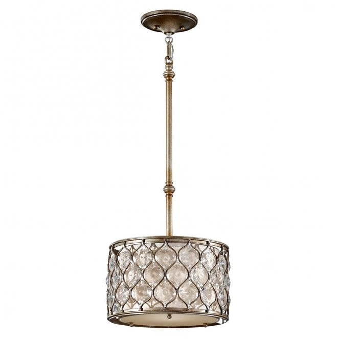 Feiss FE-LUCIA-P-C Lucia 1 Light Pendant Light in a Burnished Silver Finish