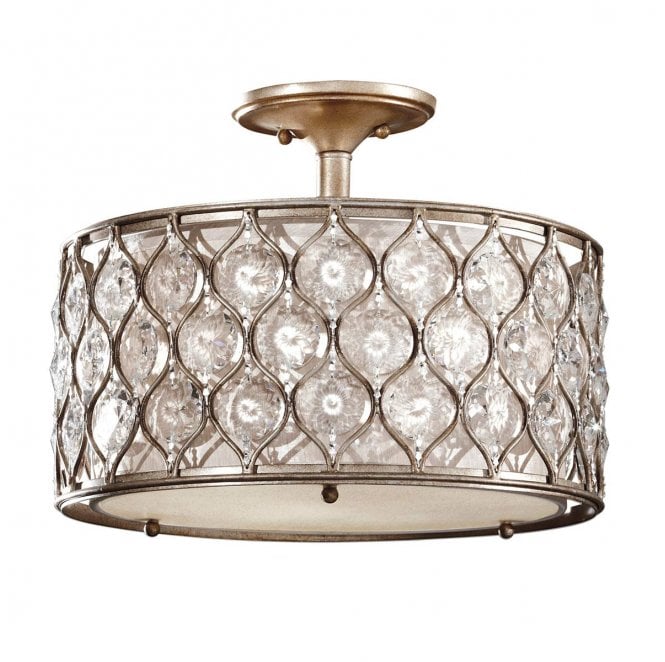 Feiss FE-LUCIA-SF Lucia 1 Light Semi-Flush Light in a Burnished Silver Finish