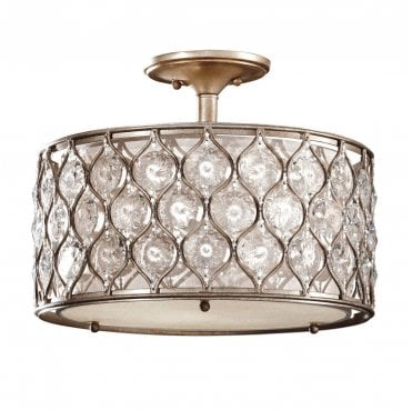 FE-LUCIA-SF Lucia 1 Light Semi-Flush Light in a Burnished Silver Finish
