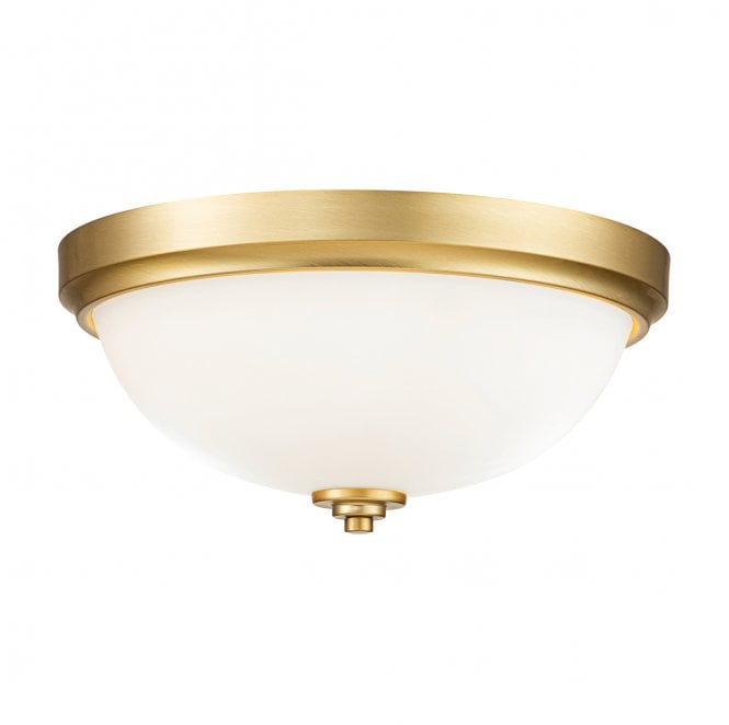 Feiss FE-MALIBU-F-BATH-BB Malibu IP44 2 Light Flush Light in a Brushed Brass Finish