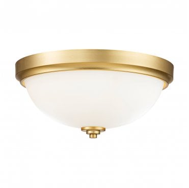 FE-MALIBU-F-BATH-BB Malibu IP44 2 Light Flush Light in a Brushed Brass Finish