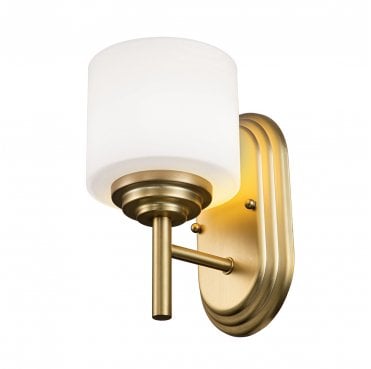 FE-MALIBU1-BATH-BB Malibu IP44 1 Light Wall Light in a Brushed Brass Finish