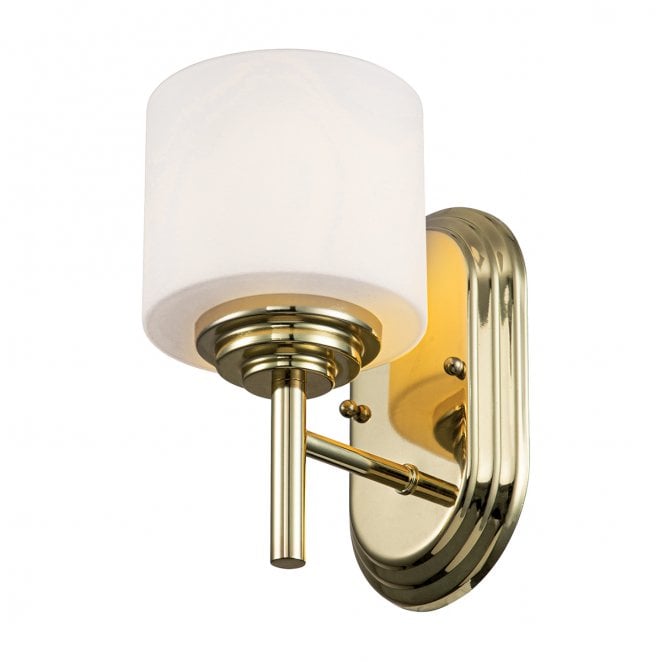 Feiss FE-MALIBU1-BATH-PB Malibu IP44 1 Light Wall Light in a Polished Brass Finish