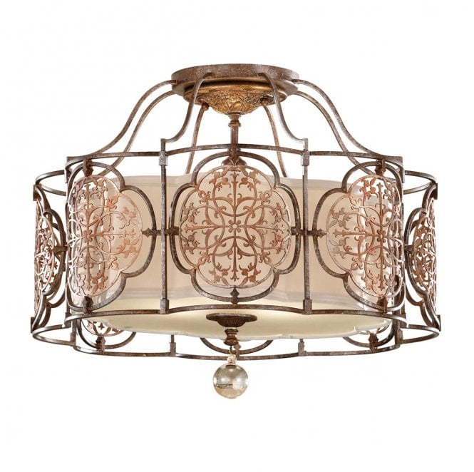Feiss FE-MARCELLA-SF Marcella 3 Light Semi-Flush Fitting in a British and Oxidized Bronze Finish