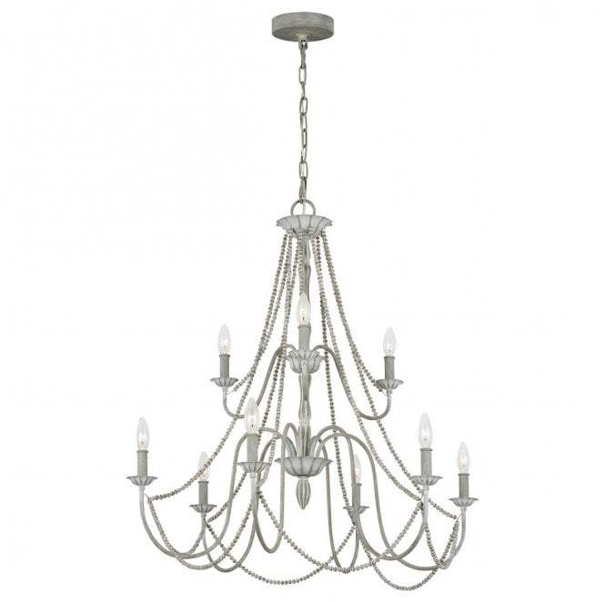 Feiss FE-MARYVILLE9 Maryville 9 Light Chandelier in a Washed Grey Finish