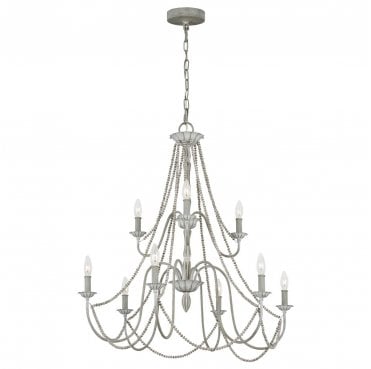 FE-MARYVILLE9 Maryville 9 Light Chandelier in a Washed Grey Finish
