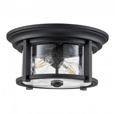FE-MERRILL-F-BLK Merrill Outdoor IP44 2 Light Flush Light in a Black Finish