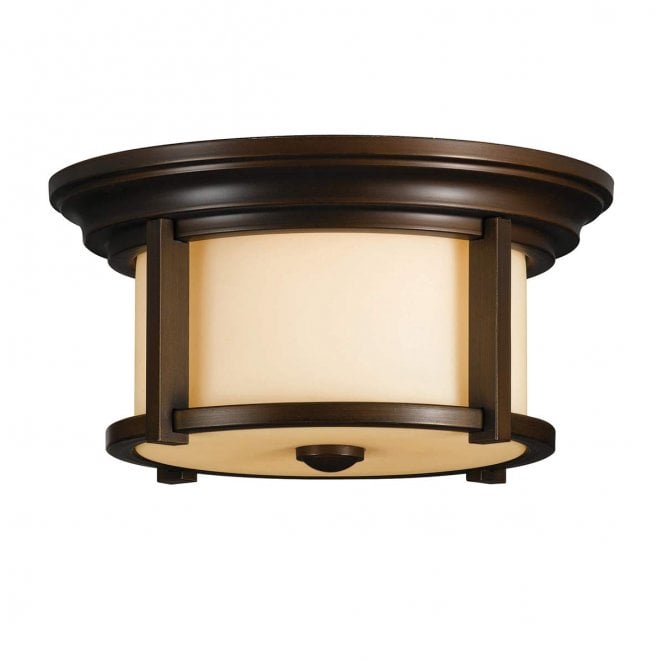 Feiss FE-MERRILL-F Merrill Outdoor IP44 2 Light Flush Mount in a Heritage Bronze Finish