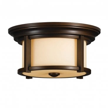 FE-MERRILL-F Merrill Outdoor IP44 2 Light Flush Mount in a Heritage Bronze Finish