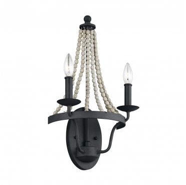 FE-NORI2-DWZ Nori 2 Light Wall Light in a Dark Weathered Zinc Finish with Driftwood Grey