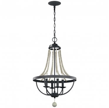 FE-NORI4-DWZ Nori 4 Light Chandelier in a Dark Weathered Zinc Finish with Driftwood Grey